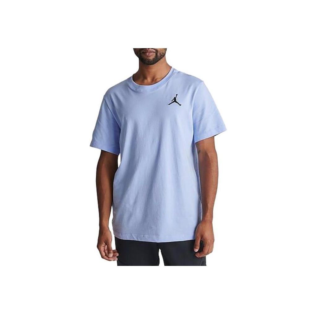 Jordan Jumpman Solid Logo Ribbed Crew Neck Sports Short Sleeve T-Shirt Men Tops Sky-Blue DC7485-425