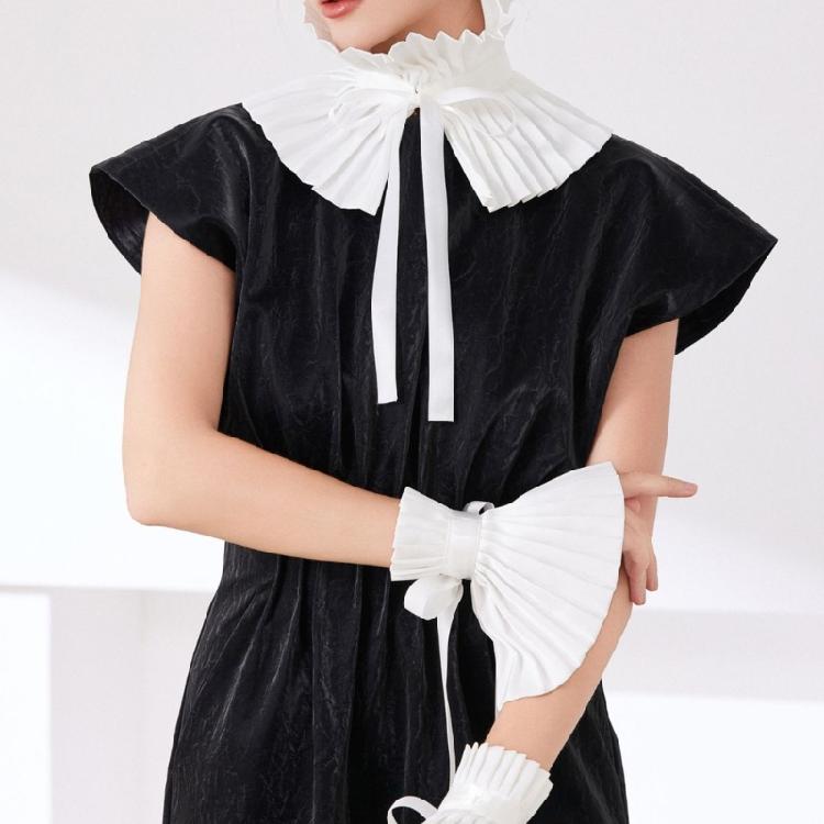 Fashion Spread Lapel Detachable Layered Gothic Collar European Design For Dresses Blouses Effortless Tie