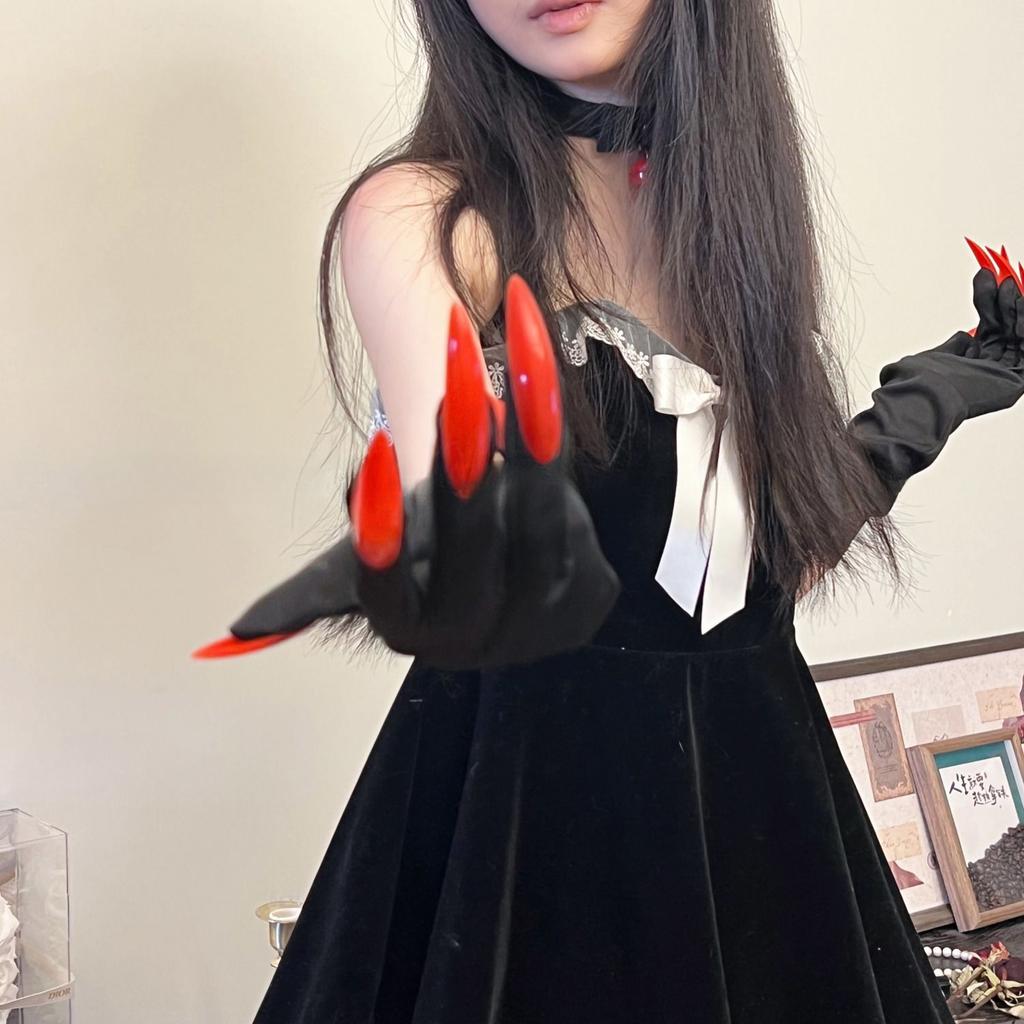 Gothic Punk Nail Glove Claws - Lolita Style Hand Armor for Halloween Cosplay
