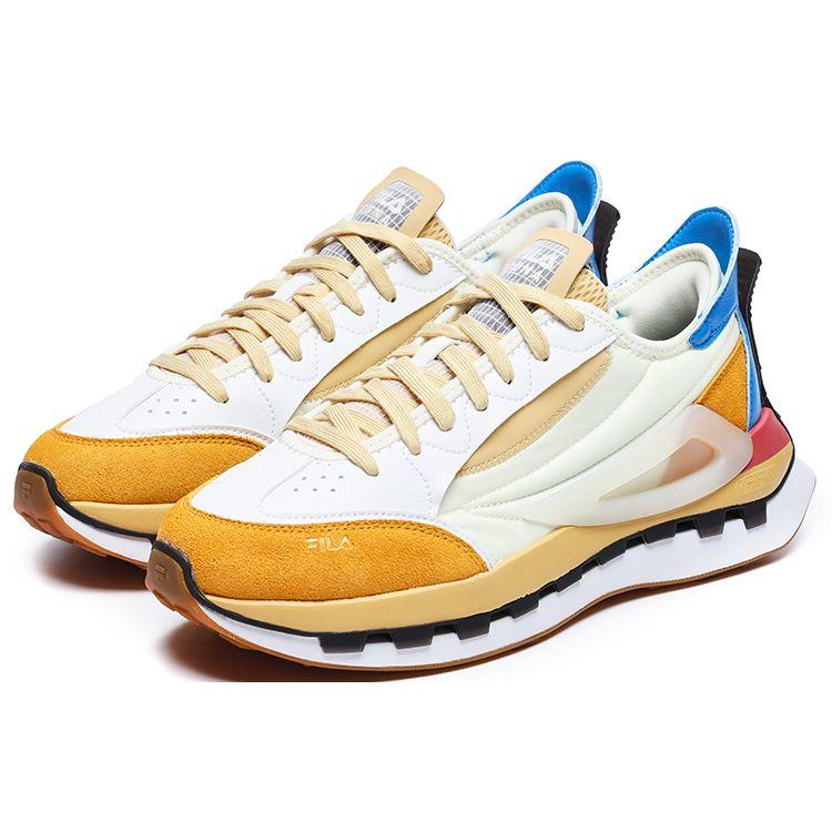 Fila KM Fabric Synthetic Leather Nylon Suede Sports Low-Top Lifestyle Shoes Men Sneaker Cream Golden-Yellow F12M233113FCW