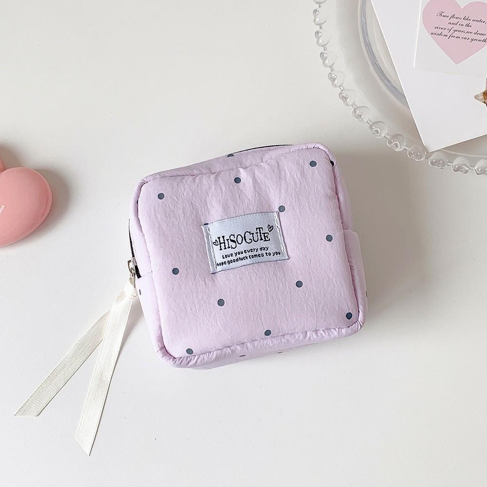 Polka Dot Sanitary Napkin Storage Bag Large Capacity Lipstick Key Portable Cosmetic Bag  Student