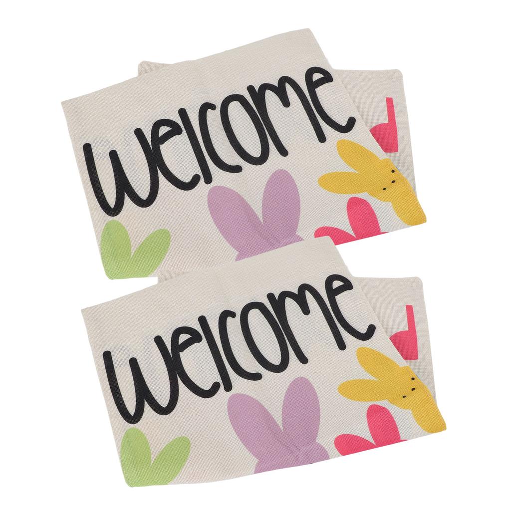 2Pcs Easter Garden Flag Polyester Weatherproof 2 Sided Decorative Bunny Yard Flag for Patio Terrace