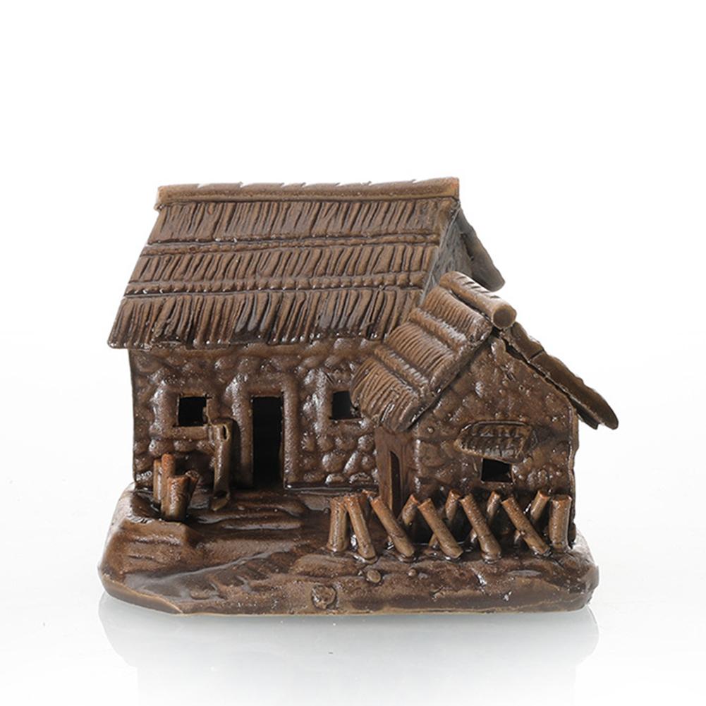 Aquarium Micro Landscaping Ornaments Ceramic House Thatched Hut Bamboo Building Fish Tank Decoration