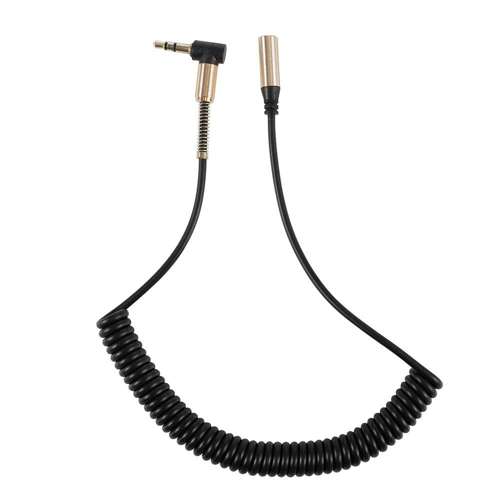 Audio Verlängerungskabel Spiralförmig Aufgerollt Aux Stereo 3,5mm Winkel Vergoldeter Klinkenstecker Stecker auf Buchse AUX Kabel