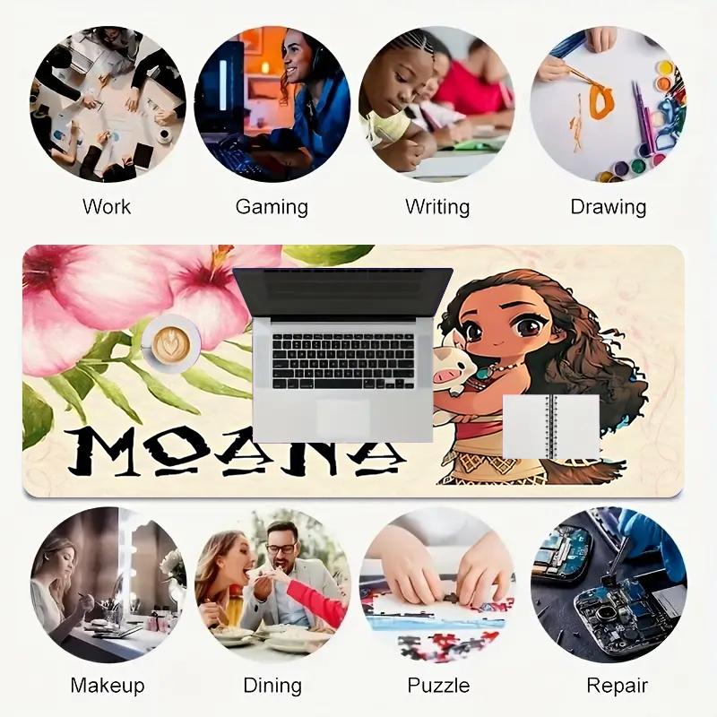 1Pc Adventure Awaits Moana Gaming Mouse Pad Keyboard Desk Mat Non-slip Rubber Lock Edge Waterproof Computer Mousepad for Office Home Decor Ey12
