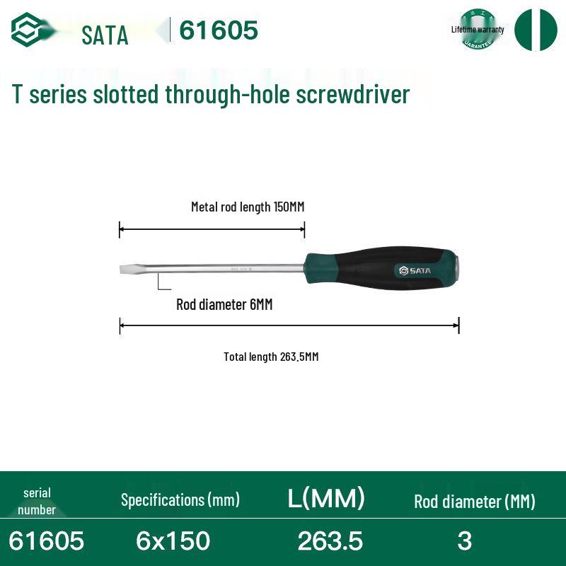 SATA High Hardness Magnetic Flat Head Screwdriver - Hammerable Industrial Tool