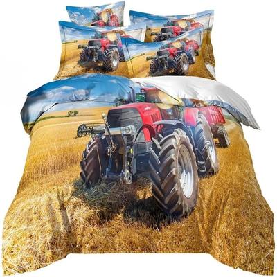 Set Biancheria da Letto Trattore Stampa 3D Set Copripiumino Trattori per Ragazzi con Federa Tessile per la Casa Singolo Matrimoniale Queen King Regalo per Bambini