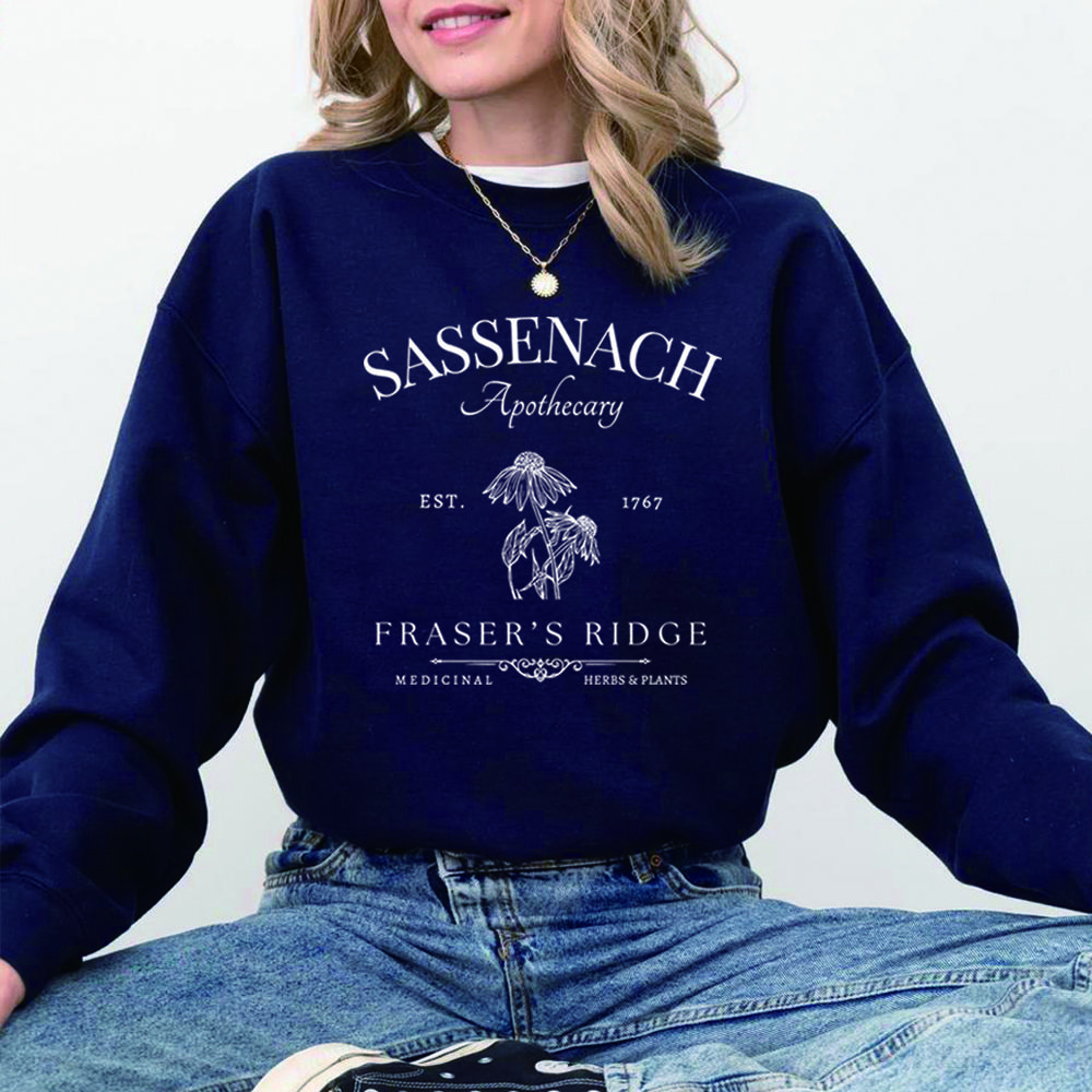 Sassenach Apothecary Sweatshirt Outlander Shirt Aesthetic Plant Graphic Pullover Unisex Long Sleeves Casual Sweatshirts