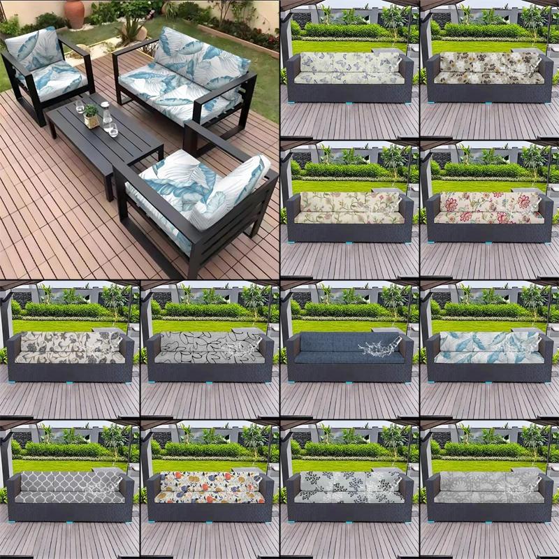 Rutschfeste Outdoor-Sofa-Kissenbezüge mit tropischem Druck, Möbelschutz, Ersatz für einzelne Sitzkissen