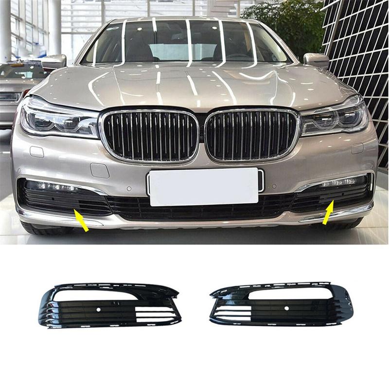1Pair Front Bumper Fog Lights Mesh Grille Cover Trim 51117358789 51117358790 51117362693 for BMW 7 Series G11, G12