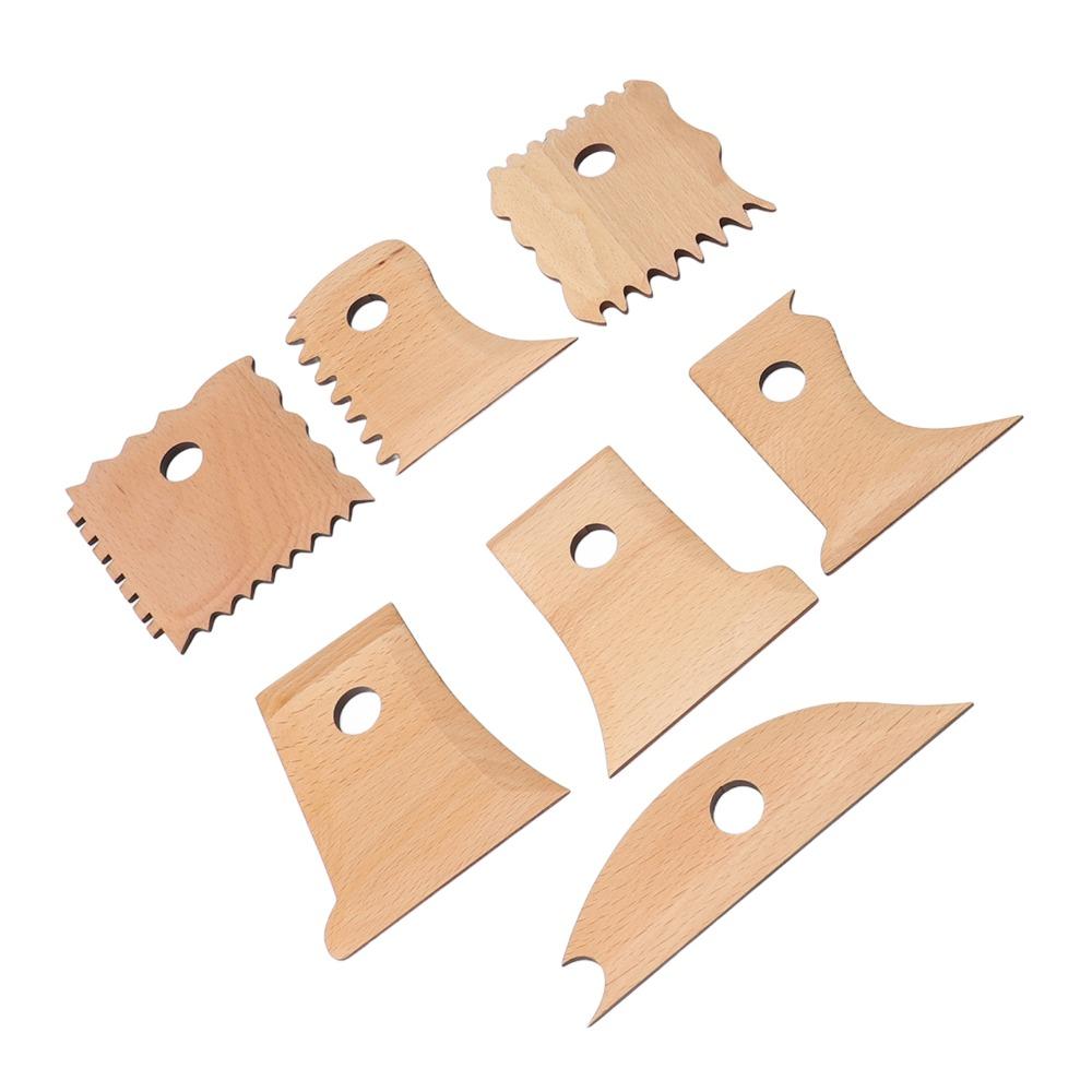7Pcs Handmade Use Wooden Pottery Tool 7-piece Set Durable Trimming Tool Smooth Multi-shape Clay Tool Art Creation