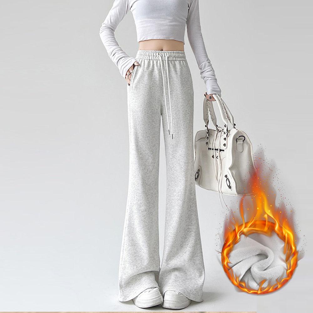 

Женские повседневные брюки Y2K Winter Plus Velvet, спортивные штаны с высокой талией, расклешенные брюки для женщин, корейская одежда M