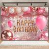 Gold Glitter Pink Blue Birthday Party Photo Backdrop Balloon Star Booth Banner Poster Adult Theme Party Decoration Supplies Gift