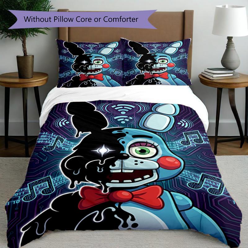 3-teiliges Bettbezug-Set (1 * Bettbezug + 2 * Kissenbezug, ohne Kern), Five Nights at Freddy's Bettwäsche-Set mit Aufdruck, Schlafzimmerdekoration, Ganzjahres-Bettwäsche, Geburtstagsgeschenk