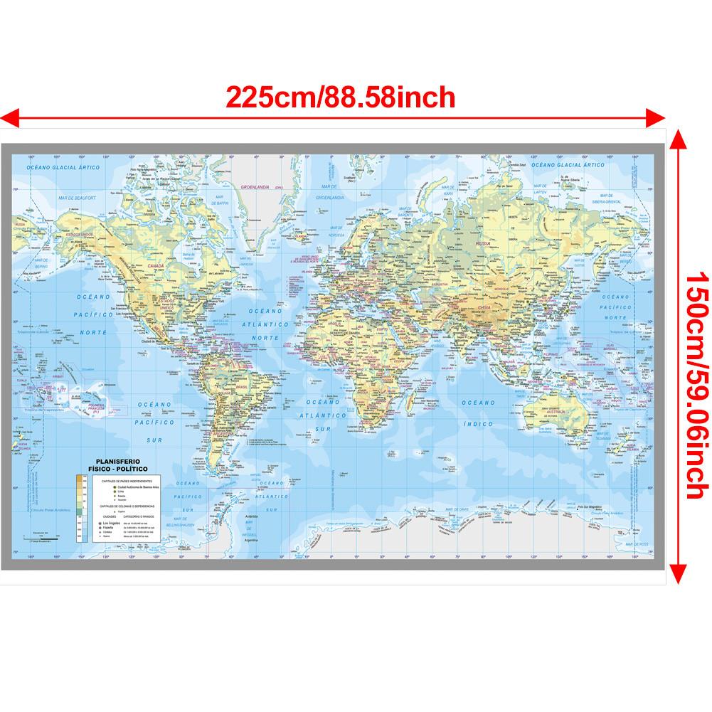 Spanish Map Background-World Map-City Map Wall Decor for Classroom,Office,Travel,Gift for Geography Enthusiasts,Graduation