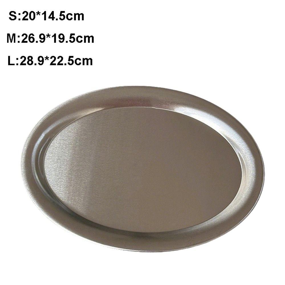 New Stainless Steel Cake Tray Oval Silver Dessert Plate Minimalist Multi-Size Dinner Plate Home Decoration