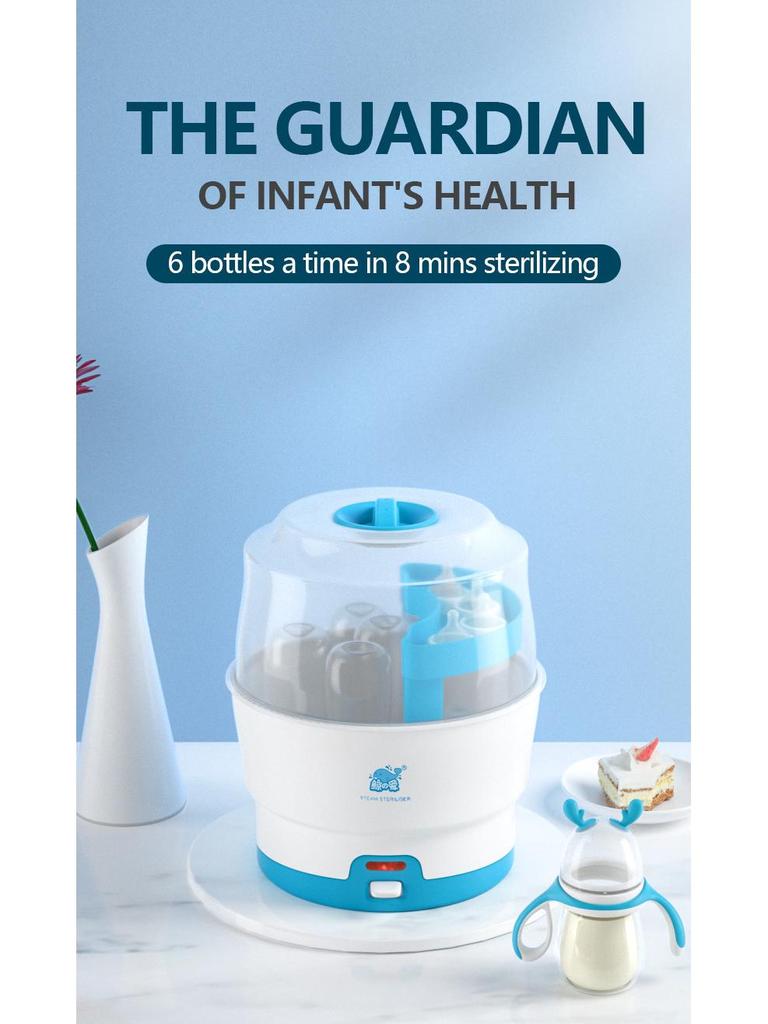 Whale Love Baby Bottle & Nipple Sterilizer - Anti-Dry Burn Steam, PP Material