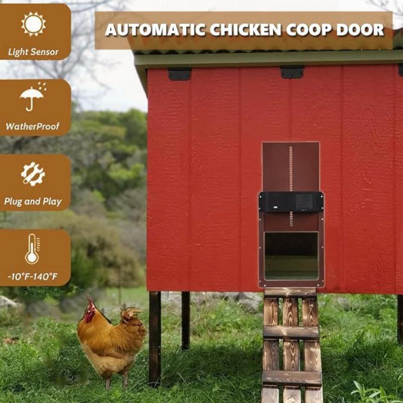 Automatic Chicken Coop Door Opener ABS Light Sensor Waterproof Battery Powered Poultry Coop Safety Automatic Open Close Pet Door System