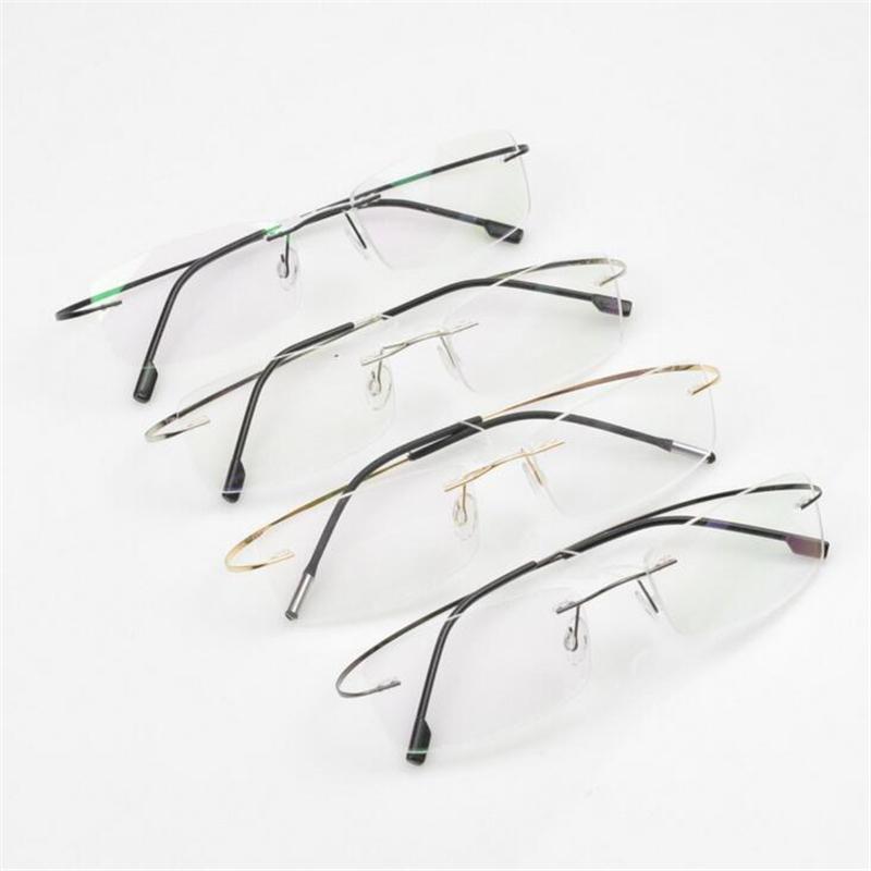 Frameless Square Nearsighted Glasses for Women Men Rimless Short Sight Eyewear Diopter -1 to -4 0 Lightweight Comfortable
