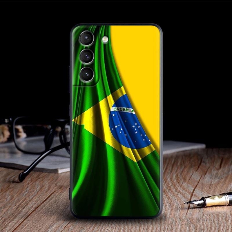 Brazil Flag Silicone Case For Samsung S23 Ultra S24 5G S21 S20 FE Back Cover Galaxy S22 s23 S24 S10 Plus Case Brazilian Football