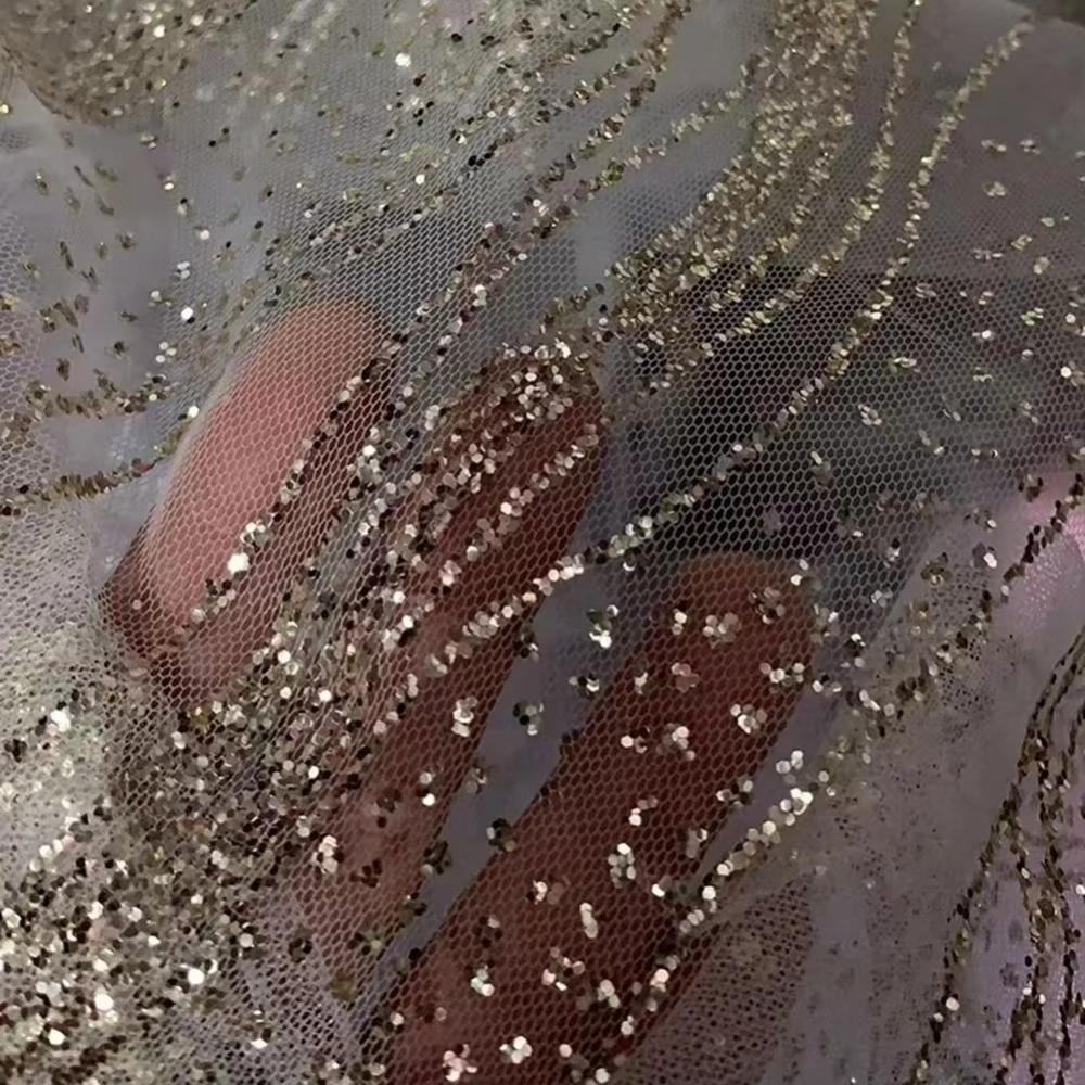 Fashion 160cm*1 Yard Sequin Texture Mesh Fabric Shiny Wear-Resistant Glitter Net Yarn DIY Lace Sparkle Tulle Banquet Decoration