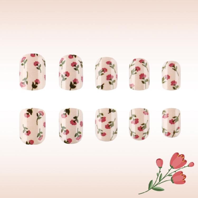 Quadratische Nagelspitzen Blume Falsche Nägel Aufkleben Auf Nagel Aufkleben Nagel Press-On-Nagel Künstliche Falschnägel für Damen und Mädchen
