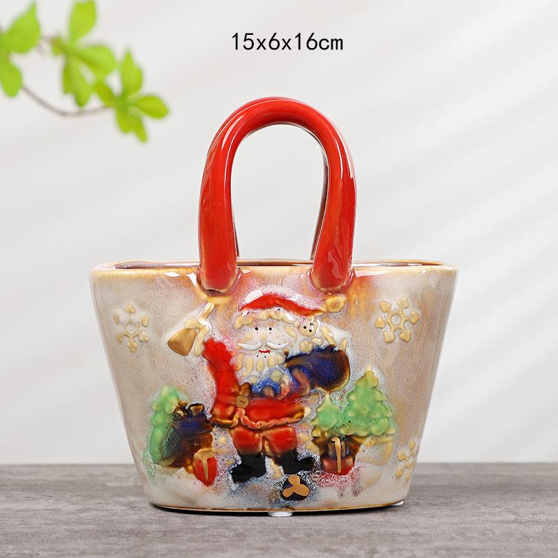 Seramik Vazo Çizgi Film El Çantası Kabartmalı Çiçek Vazo Çiçek Aranjmanı Aksesuarları Seramik El Sanatları Ev Dekorasyonu