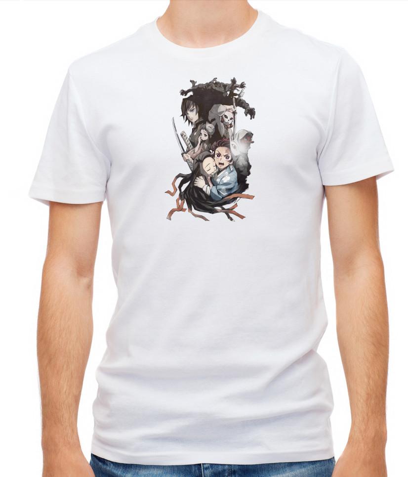 Anime Character Art Short Sleeve White T Shirt Men F435