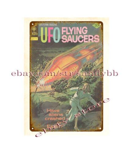 

metallic home kitchen wall art 1977 UFO Flying Saucers Comics metal tin signAluminum 20x30cm（7.8x11.8inch）