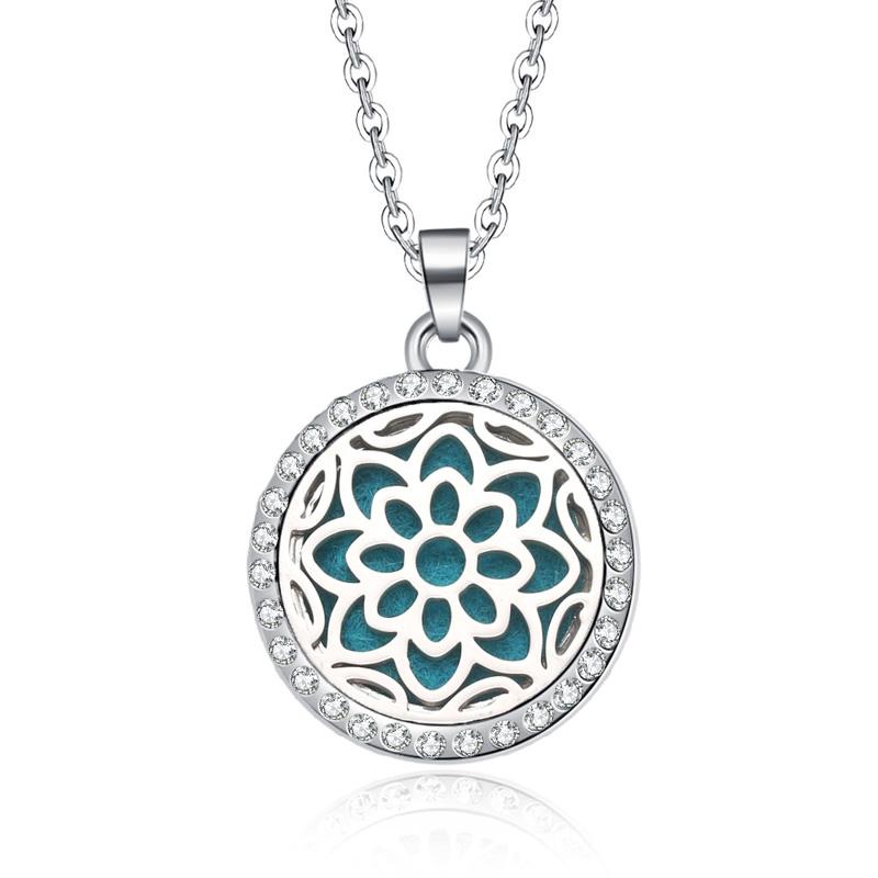 New Stainless Steel Alloy Fashion Aromatherapy Necklace Essential Oil Diffuser Perfume Locket Pendant Women Jewelry Gift
