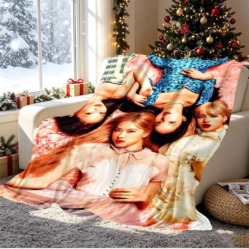 BLACKPINK Pattern Blanket for Home Decoration, Bed, Sofa, Car Travel, Camping, Suitable for All Seasons, Birthday Christmas Gift
