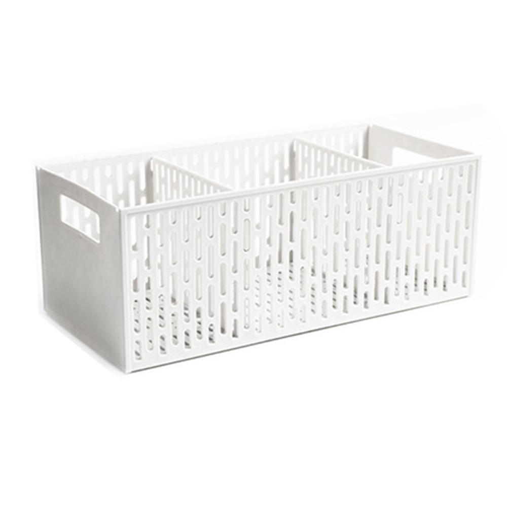3 Compartments Plastic Divider Storage Basket White PP Compartment Storage Bin Save Space Multifunctional