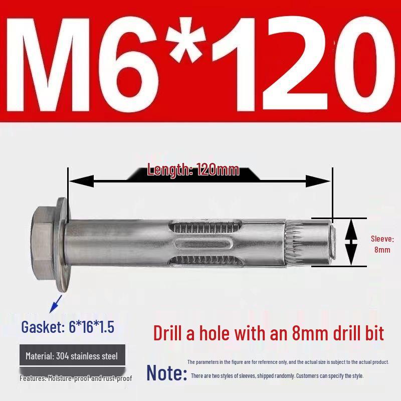 Stainless Steel Expansion Bolt with External Hex & Built-in Hole
