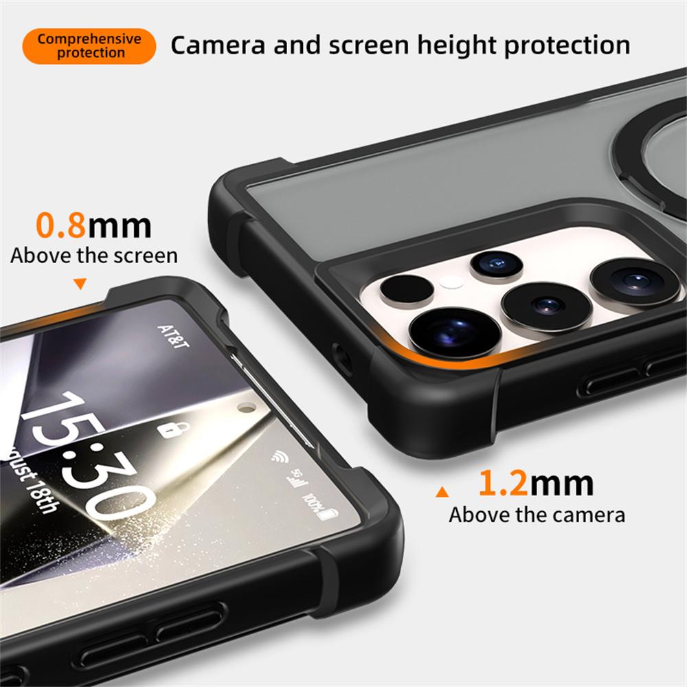 Dla Samsung Galaxy S25 Ultra Magnetyczne Etui Anty-Upadek TPU+PC Podpórka Tylna Pokrywa Telefonu