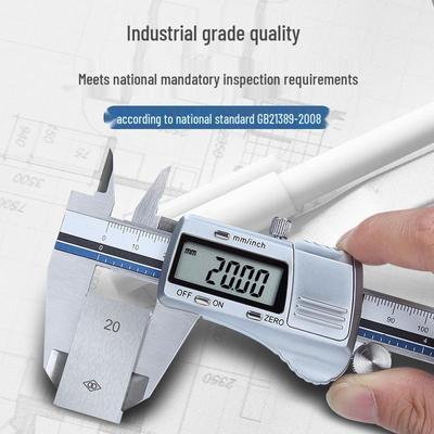 Syntek Hochpräziser Digitaler Edelstahl-Messschieber 0-150/200/300mm mit Blauer Folie