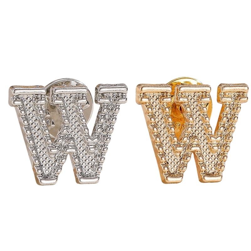2Pcs New Metal Initial A To Z Pin 26 English Letter Pins Brooches Suit Shirt Badge Lapel Pin Fashion Jewelry For Men Women