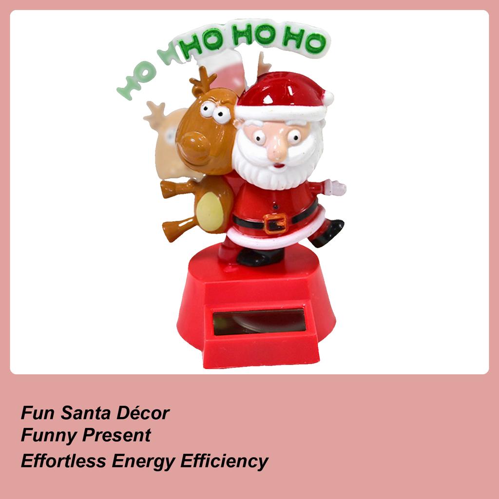 Car Dashboard Decorations Solar Swinging Deer Santa Claus Model For Tabletop Adorable Collectible Statue Car Interior
