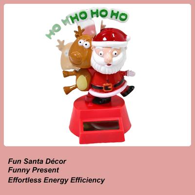 Car Dashboard Decorations Solar Swinging Deer Santa Claus Model For Tabletop Adorable Collectible Statue Car Interior