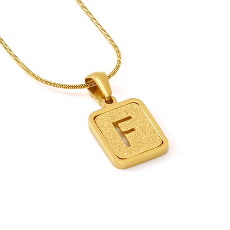 Colier cu pandantiv cu 26 de litere placat cu oțel inoxidabil cu design lanț șarpe rotund