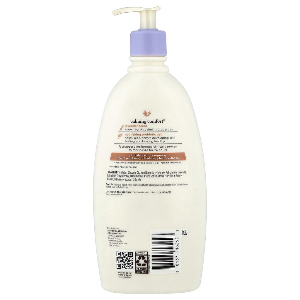Aveeno Baby, Calming Comfort® Lotion, Lavender & Vanilla Scent, 18 Fl Oz (532 Ml)