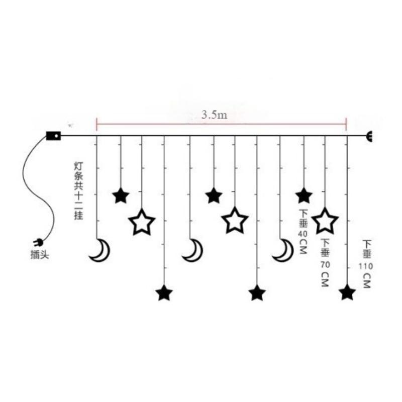 Solar and USB Styles LED Christmas Curtain String Lights, Star Moon Wish Ball Decor Lights, Warm White Ambient Icicle Lights, Multiple Styles