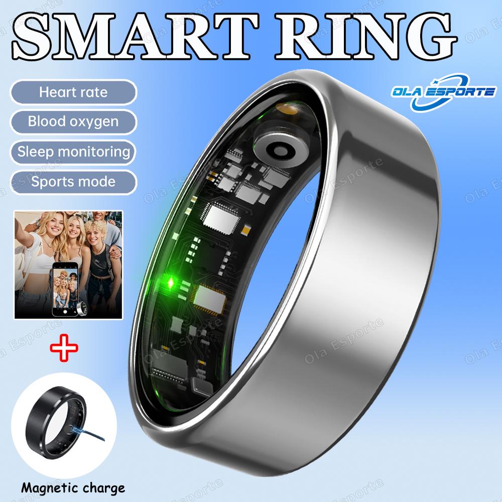 New Smart Ring Men Women, Heart Rate Blood Oxygen and Sleep Monitor Smartring IP68 & 5ATM Waterproof, Multi-sport Mode Ring