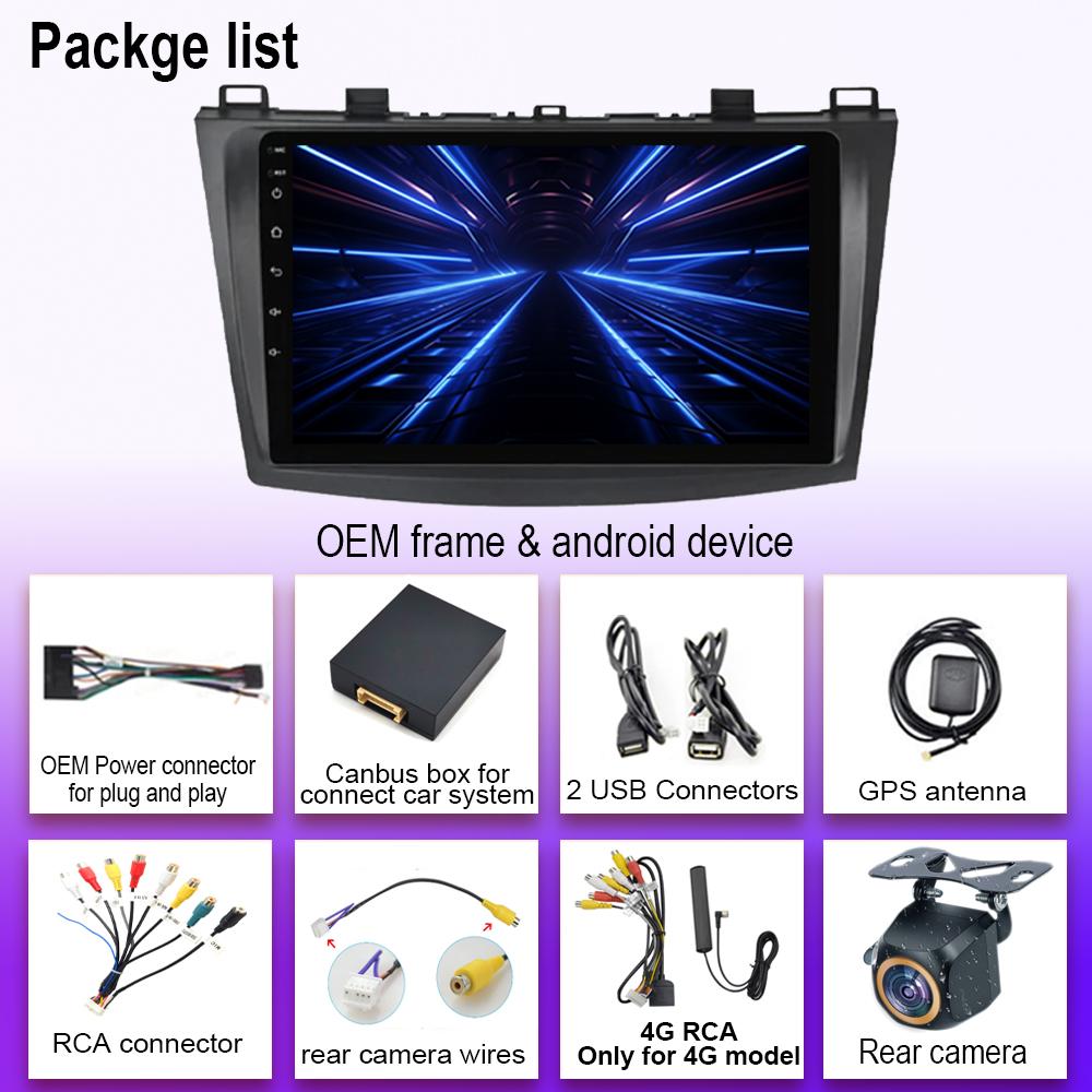 Android 14 For Mazda 3 II For Mazda3 BL 2009-2013 Stereo GPS Navigation Multimedia Screen Auto Radio Head Unit Carplay 2 Din DVD