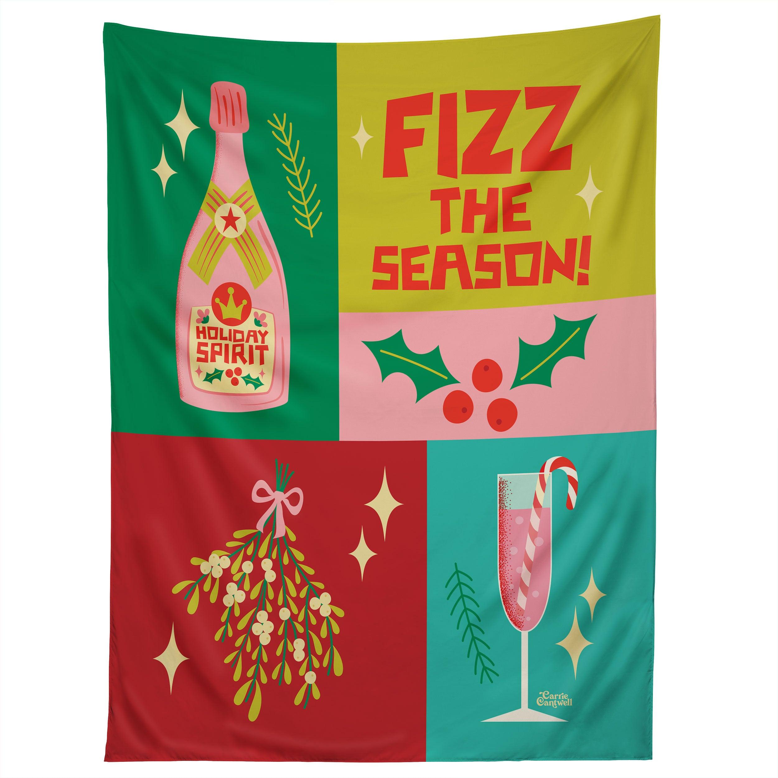 FIZZ THE SEASON HAPPY HOLIDAY tapestry 75x100
