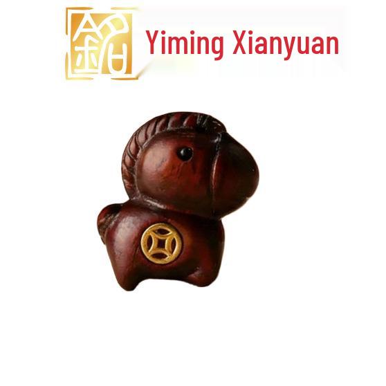 

Rainbow Wooden Horse Zodiac Pendant with Rotating Lucky Bag Keychain - Couple Style Bag Charm.