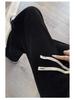 Women's 2024 Chenille Wide-Leg Floor-Length Black Pants - Autumn/Winter Style