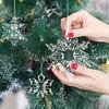 14 Stück Weihnachtsbaumschmuck Acryl Schneeflocke Eiszapfen Tropfen Anhänger 2025 Weihnachtsdekoration für Zuhause Neujahrsgeschenke