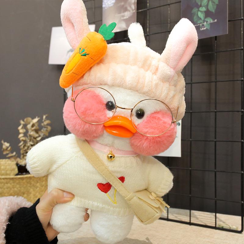 White Influencer Hyaluronic Acid Little Yellow Duck Plush Toy Hand Warmer Pillow Doll Birthday Gift