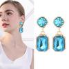 Contemporary Square Shape Earrings Crystals Accent Metal Everyday Elegant for Parties and Professional Settings