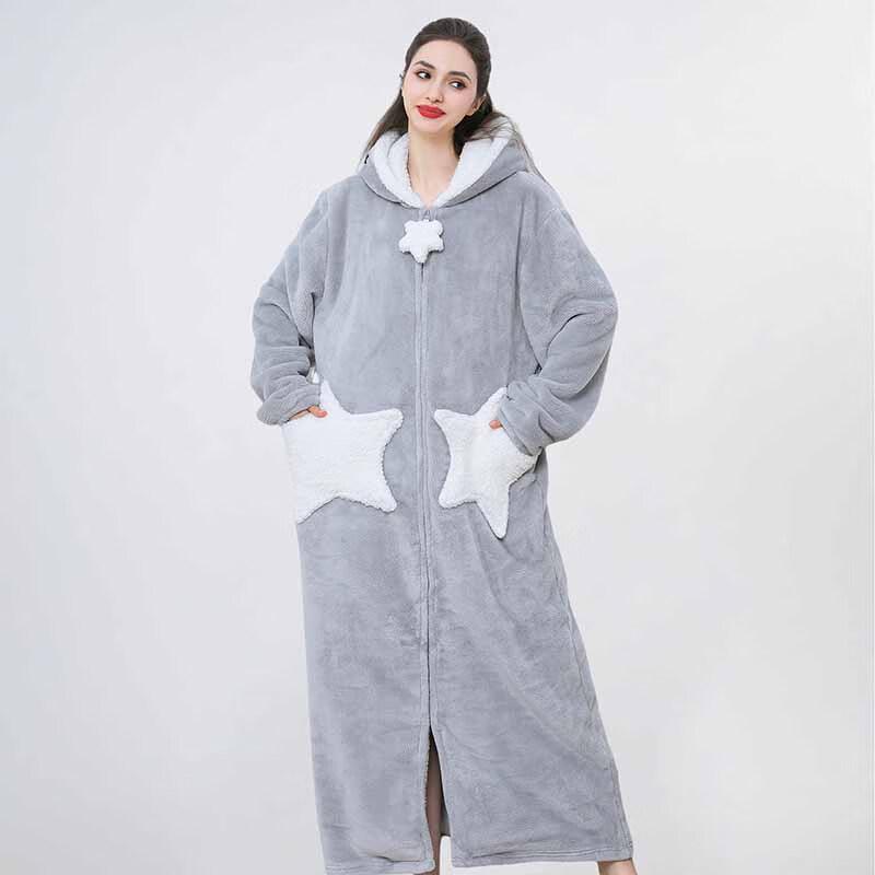 OEING Star Pattern Hooded Robe